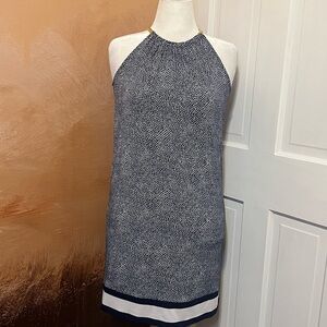 #66 MICHAEL KORS NAVY GOLD CHAIN HALTER DRESS EXTRA SMALL